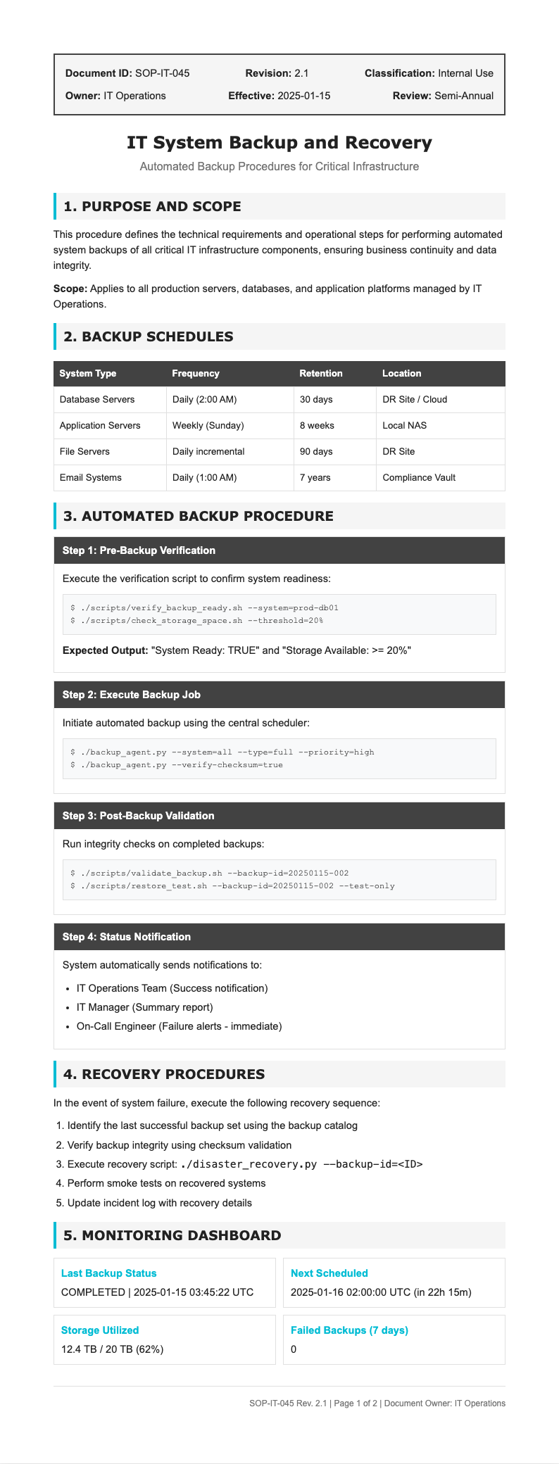 Clean technical process sop